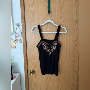 American Eagle | soft & sexy embroidered lace up tank
